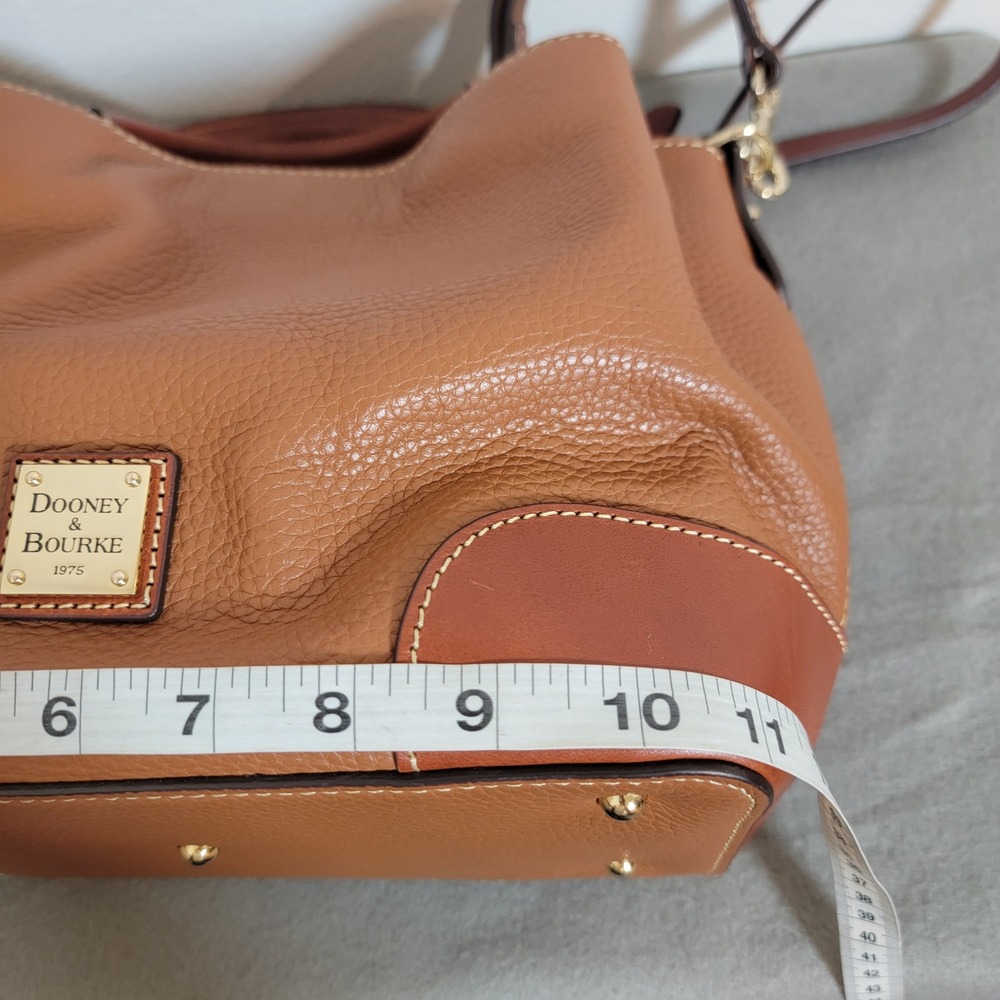 Dooney & Bourke Pebble Grain Leather Satchel Bag Caramel Brown Crossbody Handbag - Picture 12 of 16